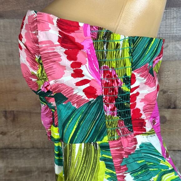 Nanette Lepore Dis Rose Tropical Floral Strapless Sheath Dress Size 10 - Picture 5 of 12